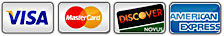 We accept Visa, Mastercard, Discover and American Express Credit Cards