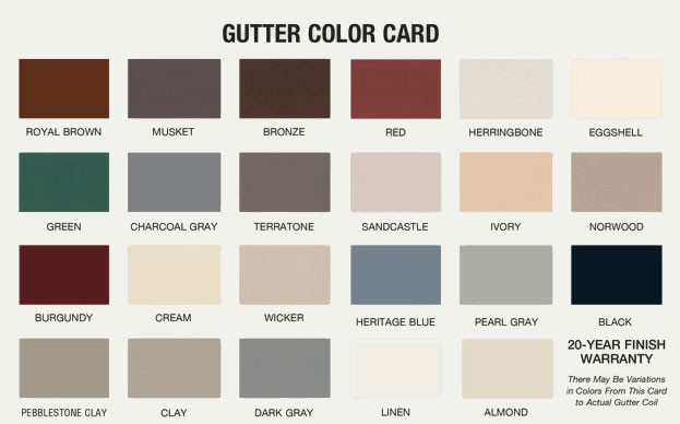 Mark J Fisher Roofing - Gutter Installation Color Card